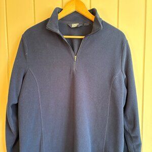 Women's Land's End Quarter Zip Blue Fleece Pullover XL